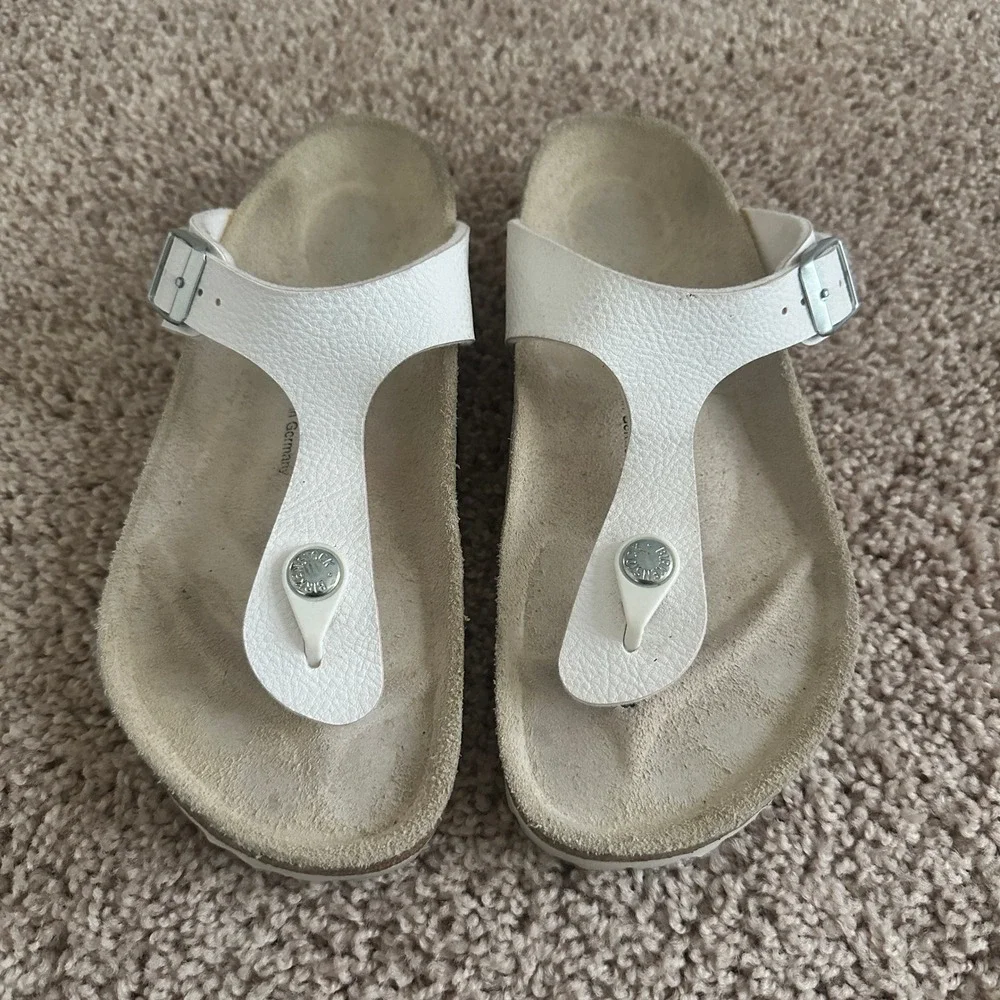 Birkenstock Gizeh Sandals Womens 36 White Birko-Flor Thong Buckle Comfort Shoes